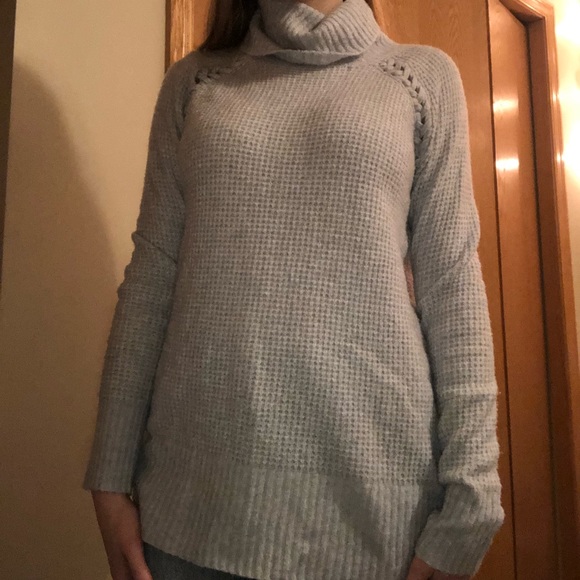 American Eagle Fuzzy Baby Blue Turtleneck Sweater - Picture 3 of 6